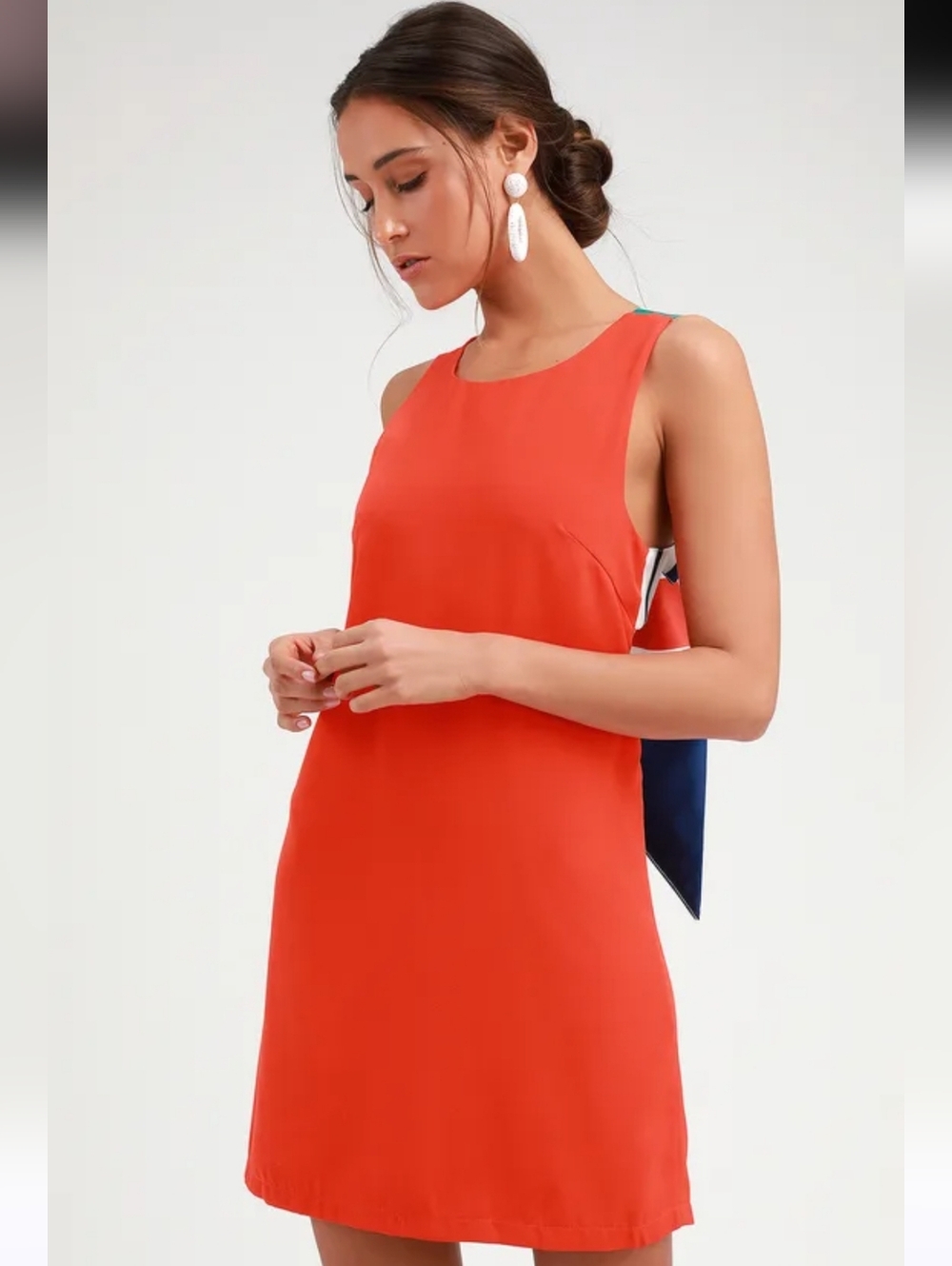 Lulus Joyful Red Orange Multi Stripe Tie-Back Mini Dress - Picture 2 of 10